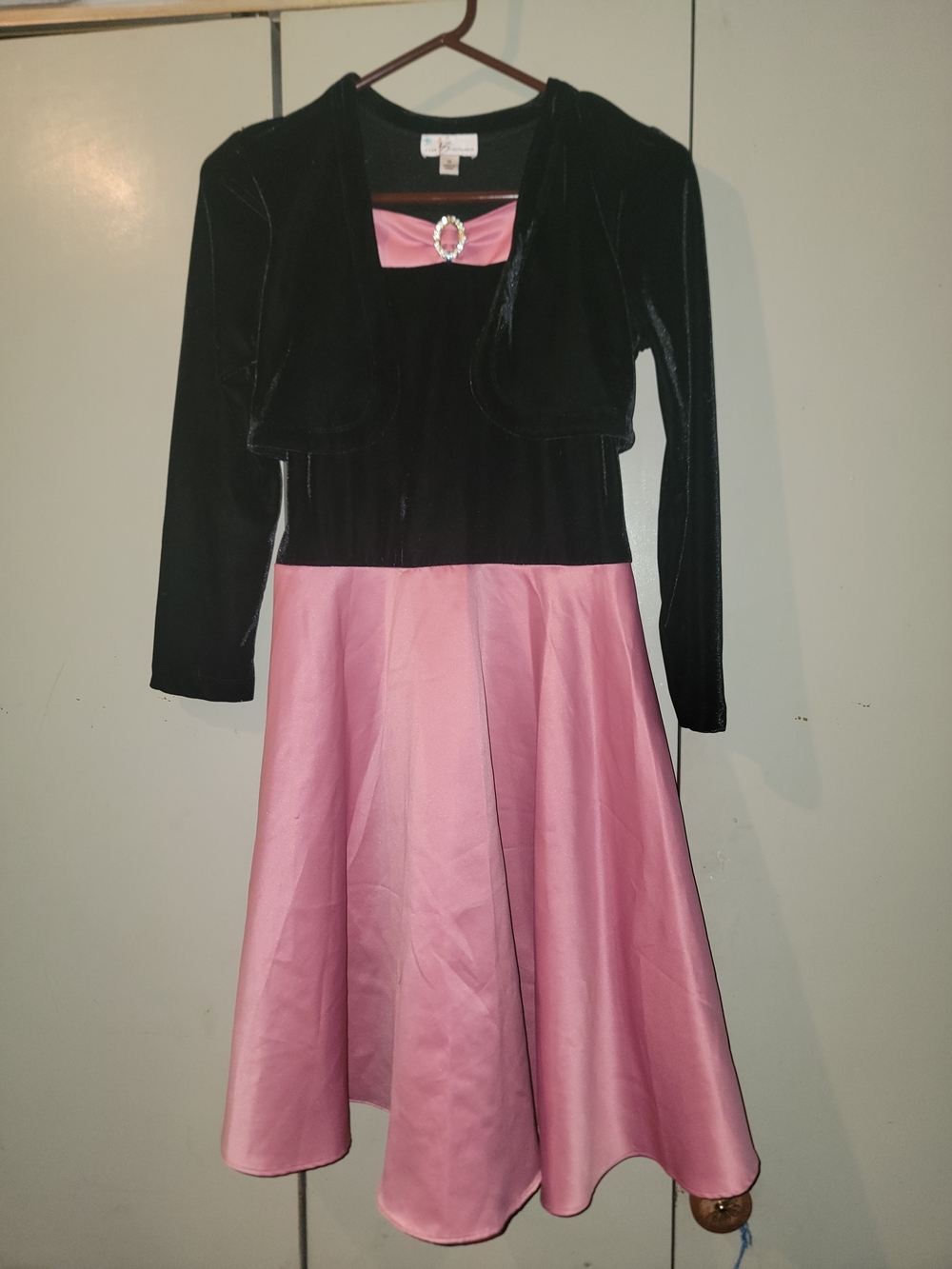 Girls Pink and Black Formal Dress with Bolero